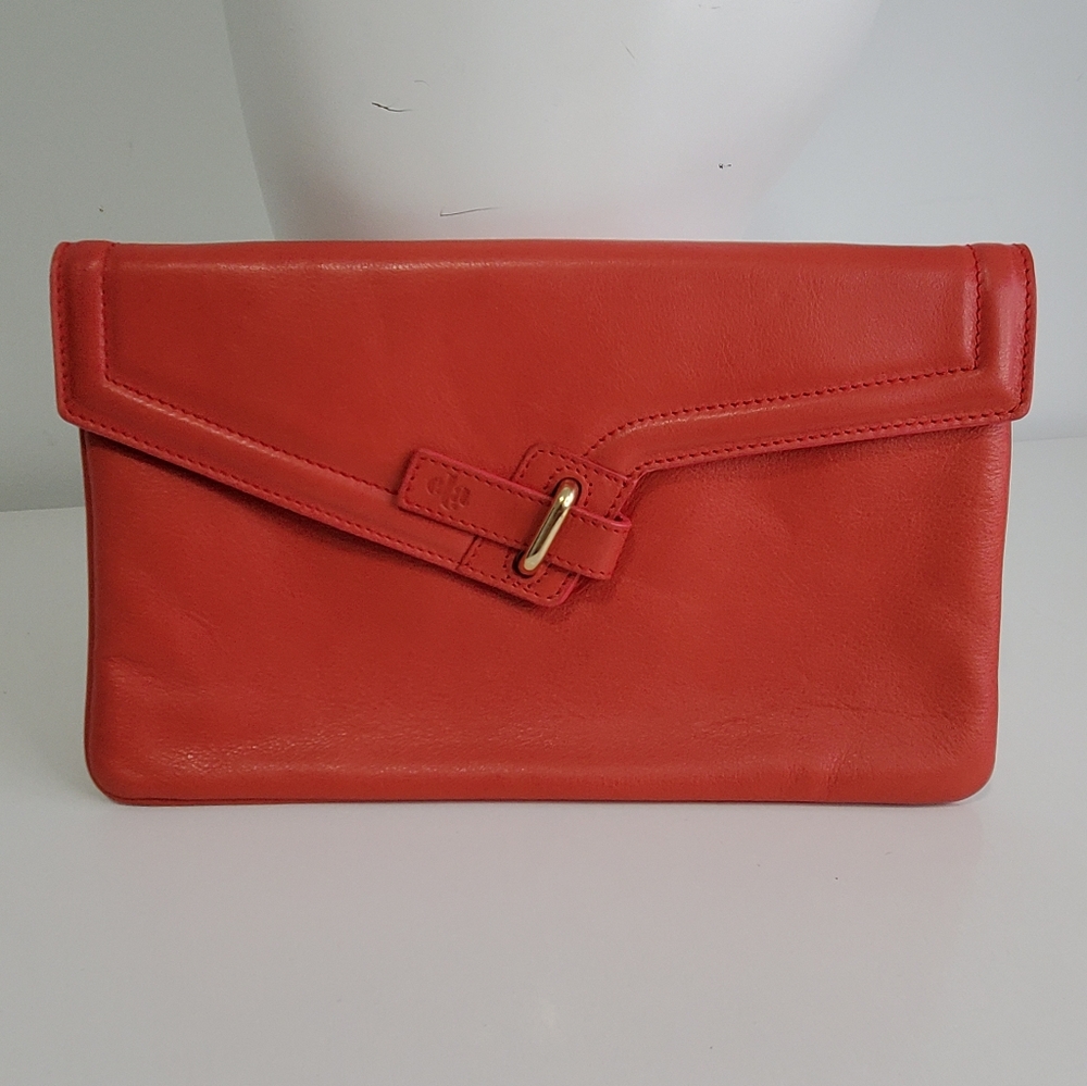 Ela Red Leather Clutch